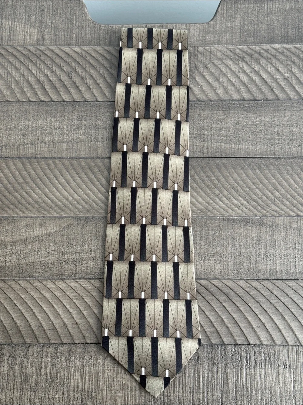 Grateful Dead Classic Geometric Men's Tie in Beige and Black